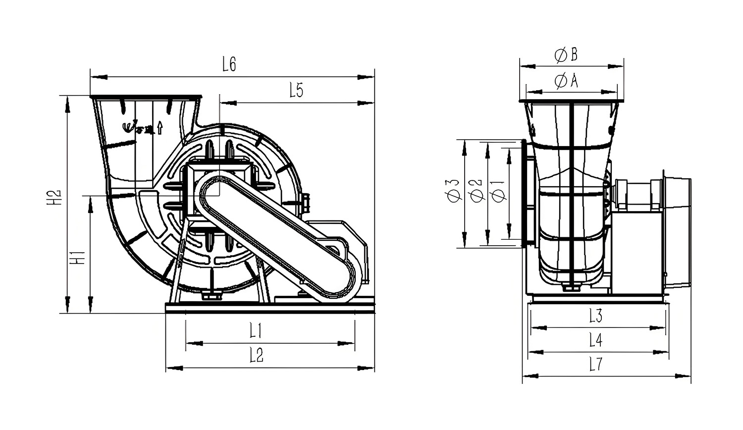 高效離心風(fēng)機安裝圖